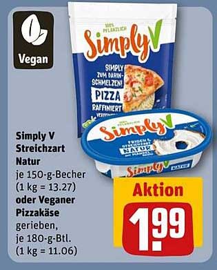 Simply V Streichzart Natur oder Veganer Pizzakäse