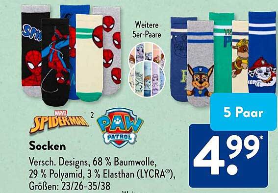 Socken - Verschiedene Designs, 5 Paar