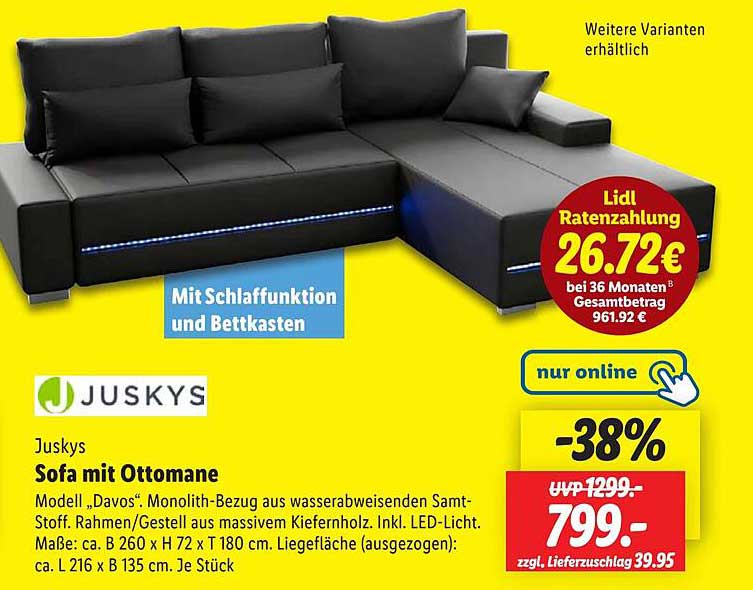 Sofa mit Ottomane von JuskyS – Modell "Davos"