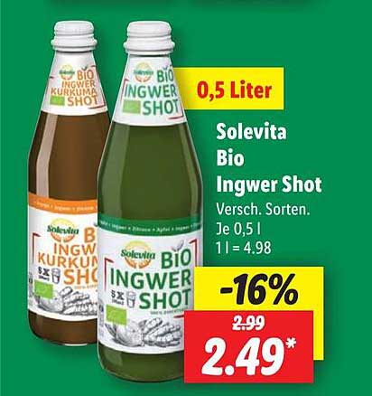 Solevita Bio Ingwer Shot - Verschiedene Sorten 0,5 Liter