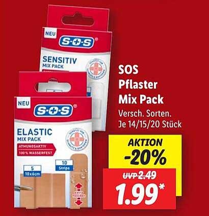 SOS Pflaster Mix Pack - Verschiedene Sorten (14/15/20 Stück)