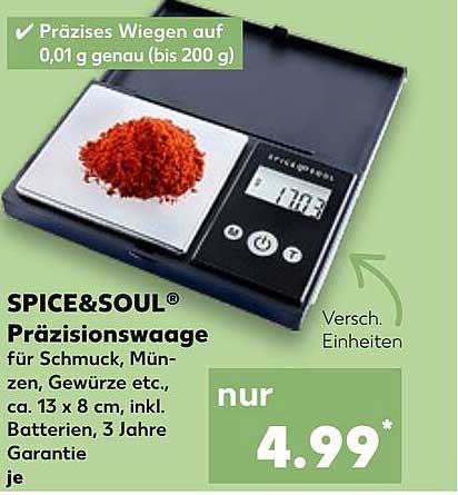 SPICE&Soul Präzisionswaage für Schmuck, Münzen, Gewürze usw.