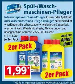 Spül-/Waschmaschinen-Pfleger 2er Pack - Citrus- oder Apfelduft