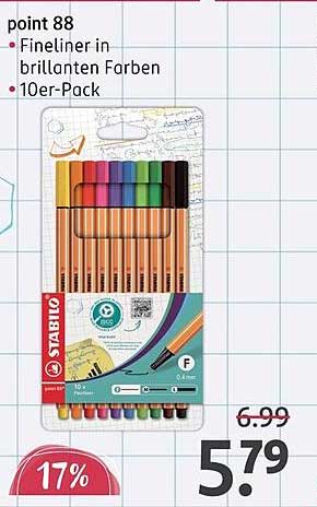 STABILO point 88 Fineliner in brillanten Farben – 10er-Pack