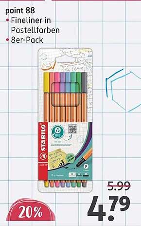 STABILO point 88 Fineliner in Pastellfarben – 8er-Pack