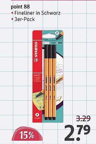 Stabilo point 88 Fineliner in Schwarz – 3er-Pack