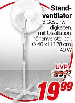 Standventilator mit 3 Geschwindigkeiten und Oszillation