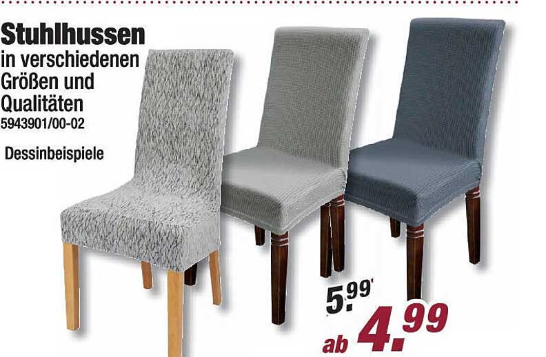 Stuhlhussen in verschiedenen Größen und Qualitäten
