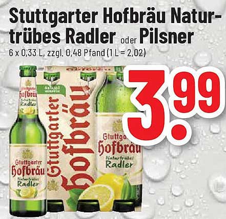 Stuttgarter Hofbräu Naturtrübes Radler oder Pilsner 6 x 0,33 L
