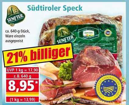 Südtiroler Speck - 21% billiger