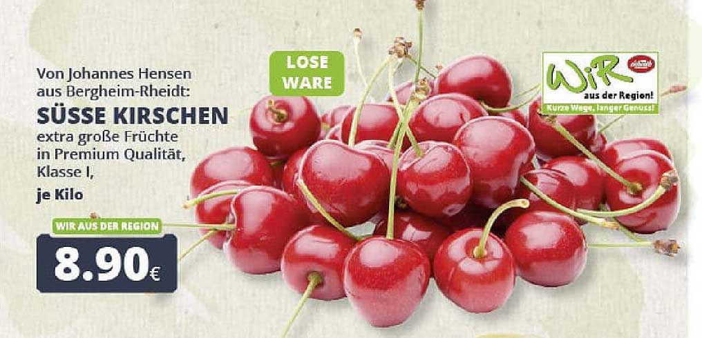 SÜSSE KIRSCHEN extra große Früchte in Premium Qualität, Klasse I