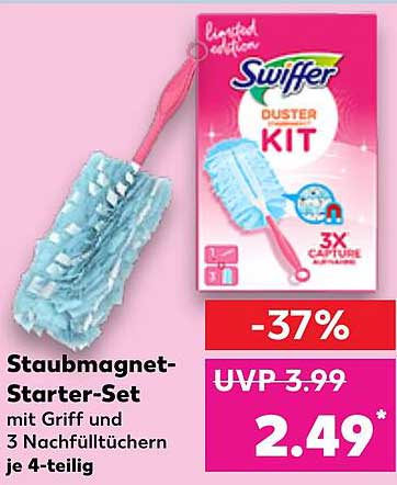 Swiffer Staubmagnet-Starter-Set mit Griff und 3 Nachfülltüchern je 4-teilig