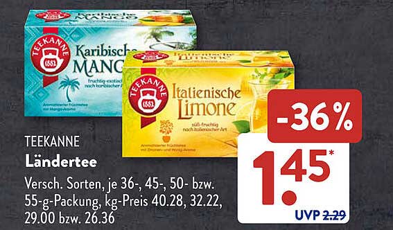 TEEKANNE Ländertee - Karibische Mango oder Italienische Limone
