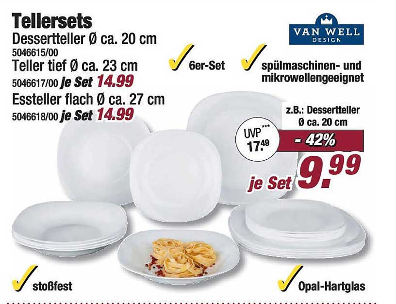 Tellersets von Van Well Design – 6er-Set für nur 9,99 €