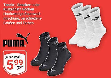 Tennis-, Sneaker- oder Kurzschaft-Socken, je 3er-Pack von PUMA