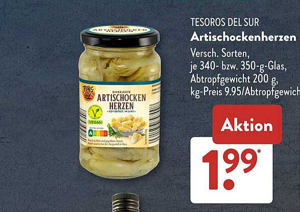Tesoros del Sur Artischockenherzen, 340- bzw. 350-g-Glas