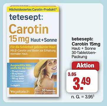 tetesept: Carotin 15 mg Haut + Sonne 30-Tabletten-Packung