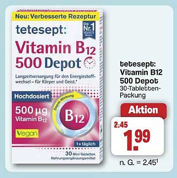 tetesept: Vitamin B12 500 Depot 30-Tabletten-Packung