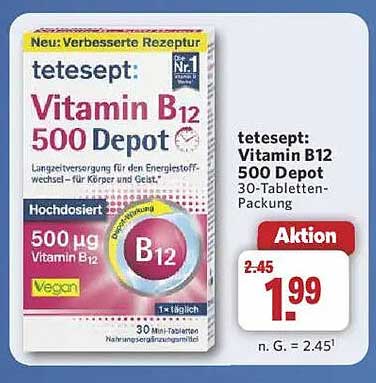 tetesept: Vitamin B12 500 Depot 30-Tabletten-Packung