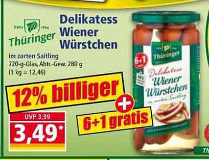 Thüringer Delikatess Wiener Würstchen 720-g-Glas