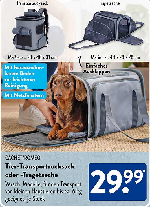 Tier-Transportrucksack oder Tragetasche