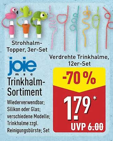 Trinkhalm-Sortiment, 12er-Set mit Strohhalm-Topper, 3er-Set