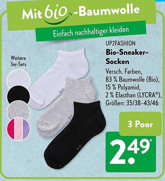 UP2FASHION Bio-Sneaker-Socken 3 Paar