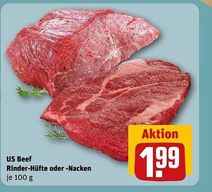 US Beef Rinder-Hüfte oder -Nacken je 100 g