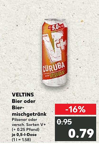 VELTINS Bier oder Biermischgetränk Pilsener oder verschied. Sorten V+