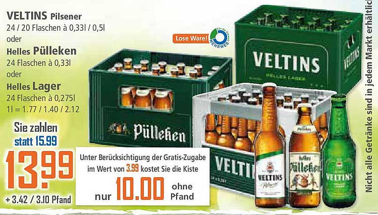 VELTINS Pilsener und Helles Pülleken – 24 Flaschen Angebot