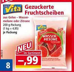 Vita Gezukerte Fruchtscheiben Wasser-Melone