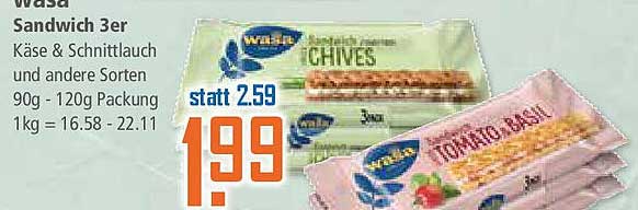Wasa Sandwich 3er – Käse & Schnittlauch und andere Sorten
