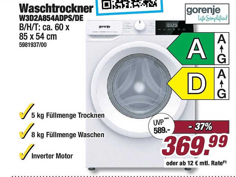 Waschtrockner W3D2A854ADPS/DE von Gorenje