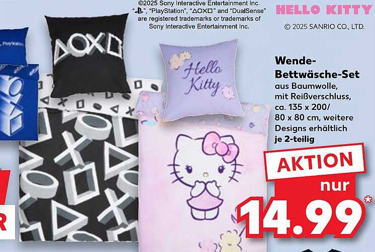 Wende-Bettwäsche-Set aus Baumwolle mit Hello Kitty Design