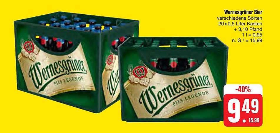 Wernesgrüner Bier 20 x 0,5 Liter Kasten