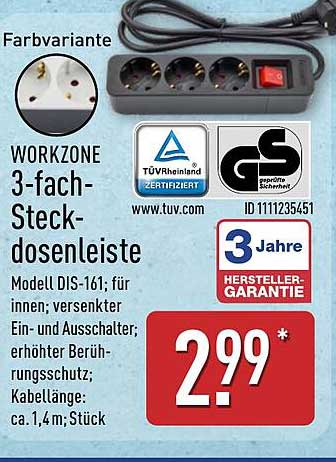 WORKZONE 3-fach-Steckdosenleiste