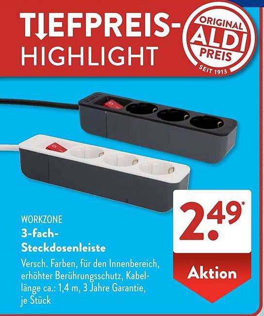WORKZONE 3-fach-Steckdosenleiste