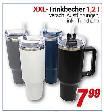 XXL-Trinkbecher 1,2 l - verschiedene Ausführungen, inkl. Trinkhalm