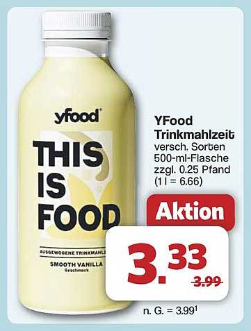 YFood Trinkmahlzeit verschiedene Sorten 500-ml-Flasche