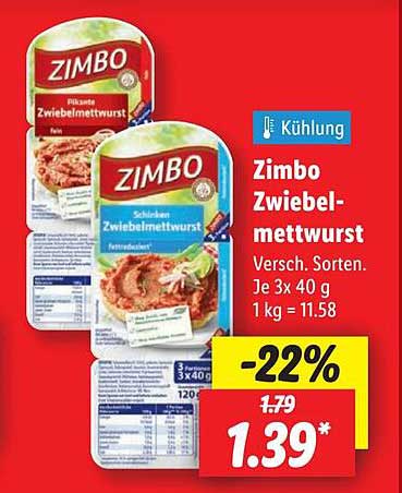 Zimbo Zwiebelmettwurst 3x40g - Verschiedene Sorten