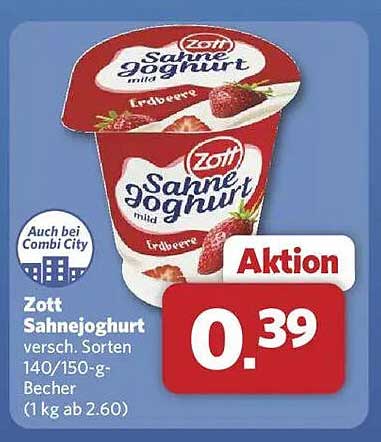 Zott Sahnejoghurt Erdbeere 140/150-g Becher