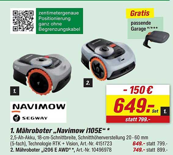 1. Mähroboter „Navimow i105E“ *