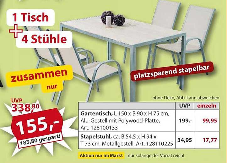 1 Tisch + 4 Stühle