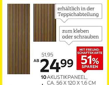10 AKUSTIKPANEEL, CA. 56 X 120 X 1,6 CM