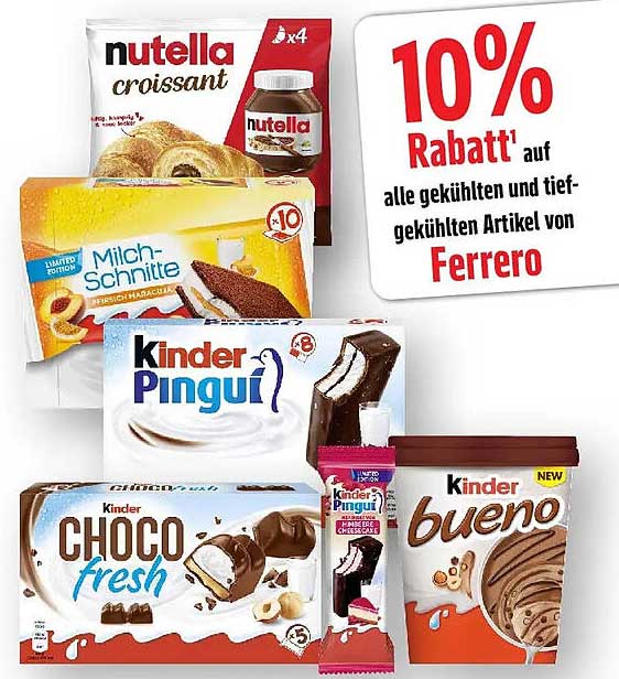 10% Rabatt auf alle gekühlten und tiefgekühlten Artikel von Ferrero