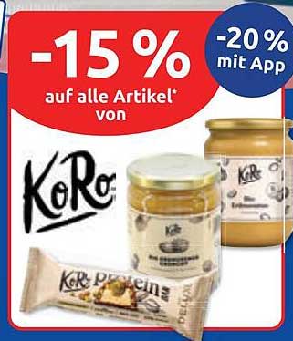 -15 % auf alle Artikel* von KoRo -20 % mit App