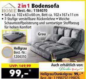 2 in 1 Bodensofa