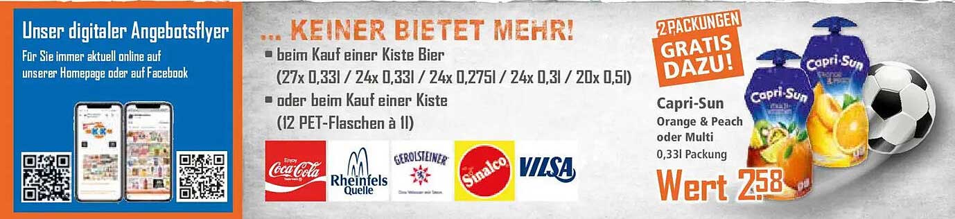 2 PACKUNGEN GRATIS DAZU! Capri-Sun Orange & Peach oder Multi 0,33l Packung