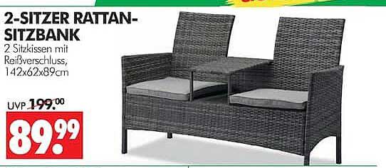 2-Sitzer Rattan-Sitzbank