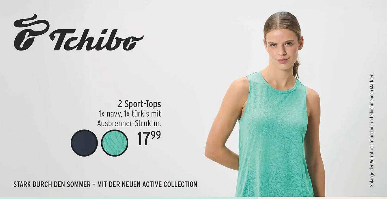 2 Sport-Tops 1x navy, 1x türkis mit Ausbrenner-Struktur.